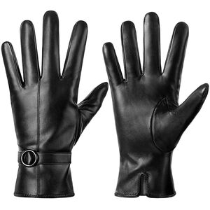DSANE Smart Tech Black Leather Gloves Wool/Cashmere Lining Sz. M